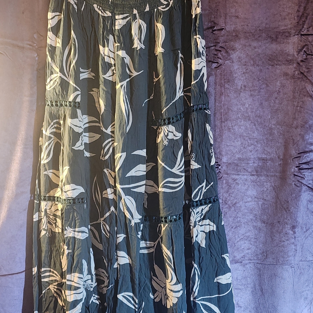 Angie Green and White Wide Leg Pants